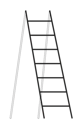 Wooden Ladder Flat Monochrome Isolated Vector Object Folding Step Ladder Editable Black And White Line Art Drawing Simple Outline Spot Illustration For Web Graphic Design Illustration