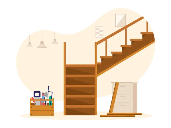 Wooden stairs  Illustration