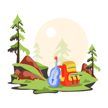 Woodland Camping  Illustration