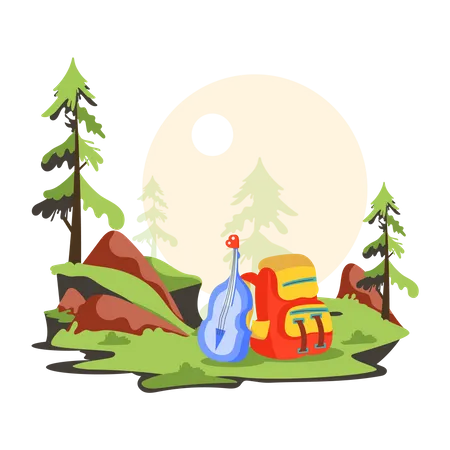 Woodland Camping  Illustration