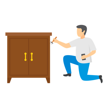 Woodworker Making Storage Boxes Skillfully  Illustration
