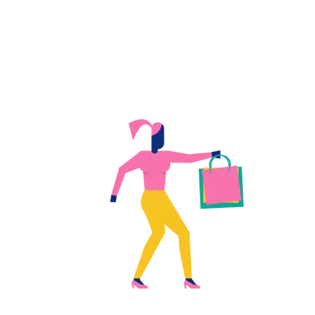 Woohoo Shopping Character holding shopping bags  Illustration