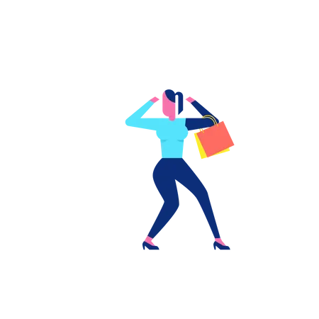 Woohoo Shopping Character holding shopping bags  Illustration