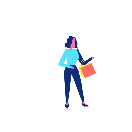 Woohoo Shopping Character holding shopping bags  Illustration