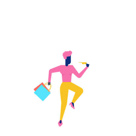 Woohoo Shopping Character holding sun glasses and shopping bags  Illustration