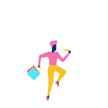 Woohoo Shopping Character holding sun glasses and shopping bags Illustration