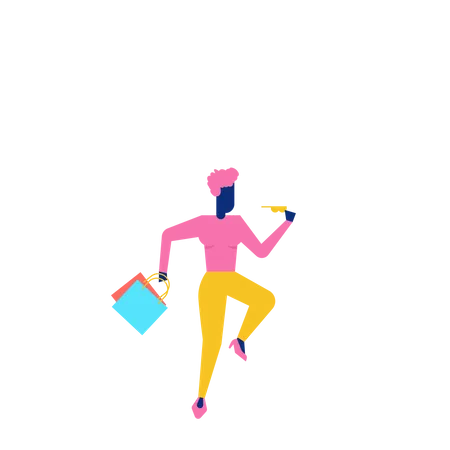 Woohoo Shopping Character holding sun glasses and shopping bags  Illustration
