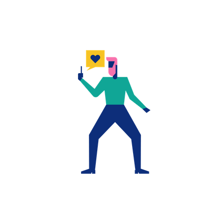 Woohoo Shopping Characters holding smart phone  Illustration