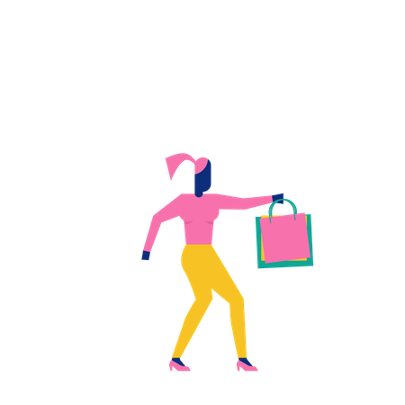 Woohoo Shopping Personnage tenant des sacs à provisions  Illustration