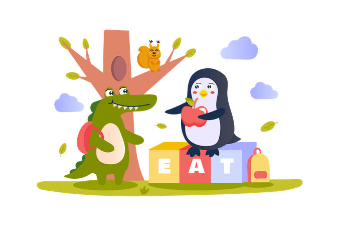 Word game taught by teacher  Illustration