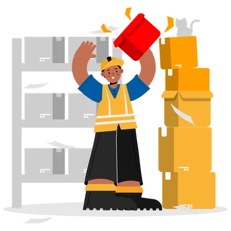 Work accident object falls on head  イラスト
