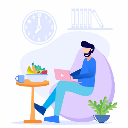 Illustration Vector Graphic Cartoon Character Of Work At Home Illustration