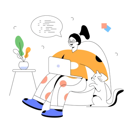 Ready To Use Flat Illustration Of Work From Home イラスト