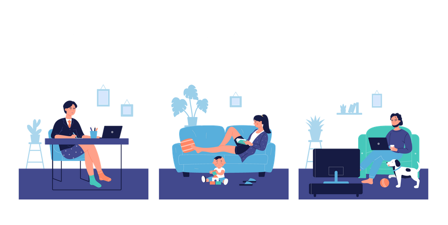Work From Home  Illustration