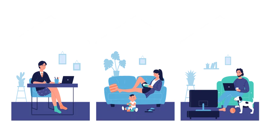 Work From Home  Illustration