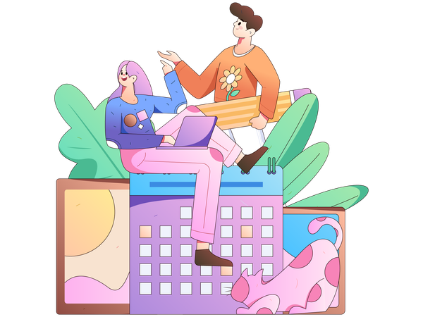 Work from home arrangement by employees  Illustration