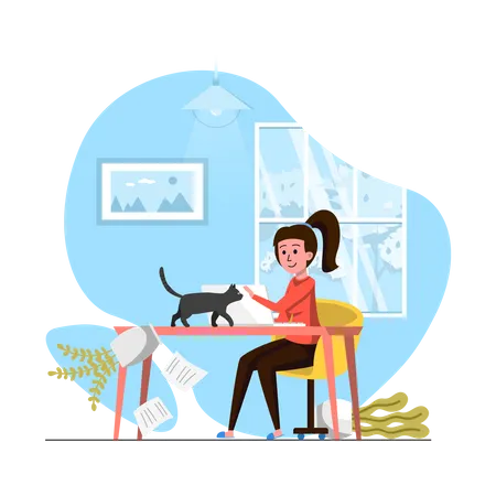 Work from home distraction Illustration