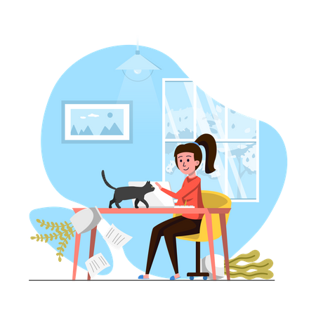 Work from home distraction  Illustration