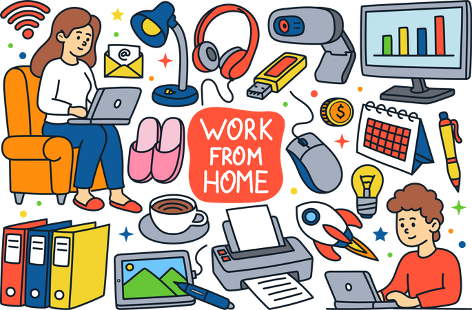 Work From Home  Illustration