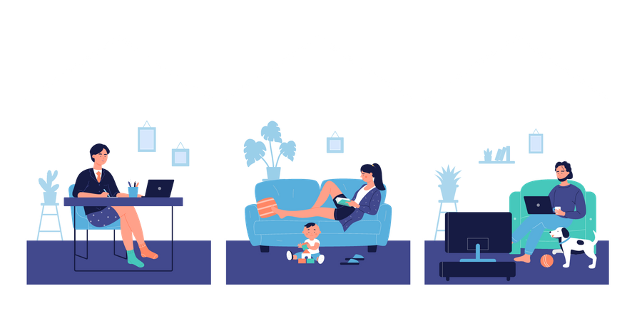 Work From Home  Illustration