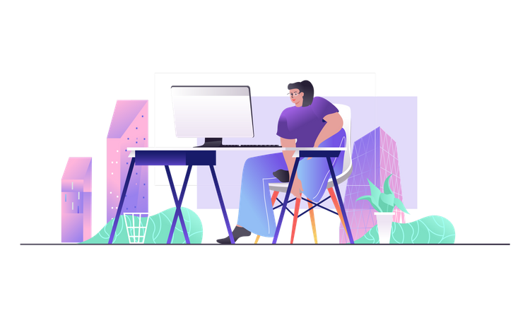 Work From Home  Illustration