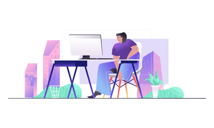 Work From Home  Illustration