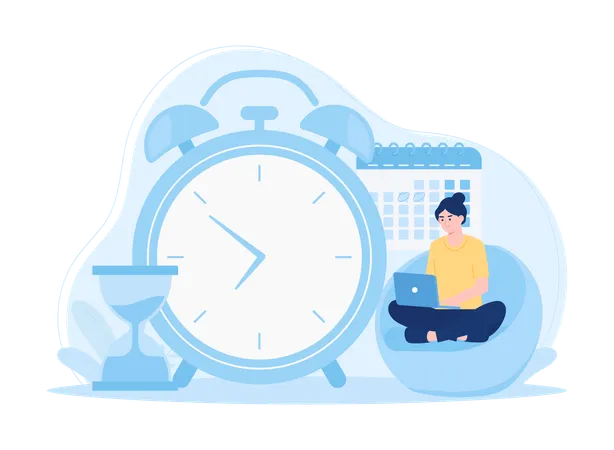 Workers Carry Out Time Management Trending Concept Flat Illustration イラスト