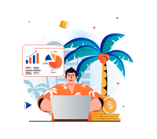 Work on vacation  Illustration