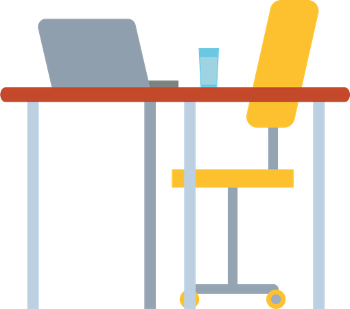 Work Place with Table  Illustration