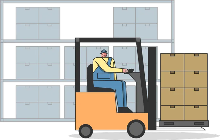 Work Process In Warehouse  Illustration