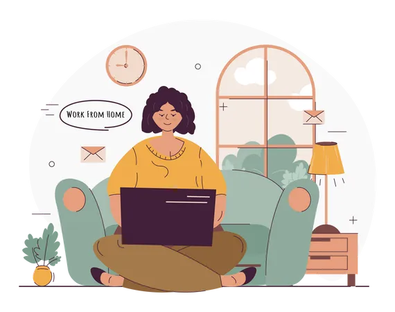 Work remotely from home  Illustration