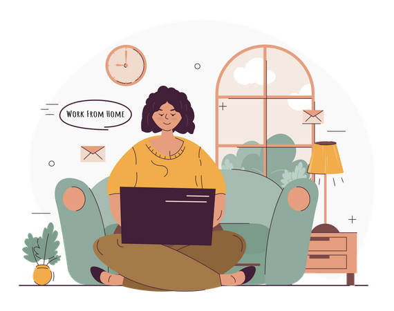 Work remotely from home  Illustration