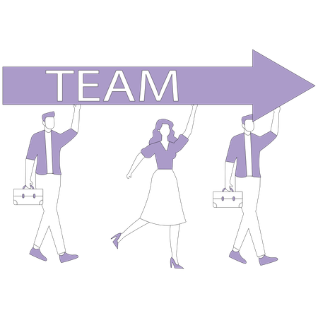 Work team on arrow  Illustration