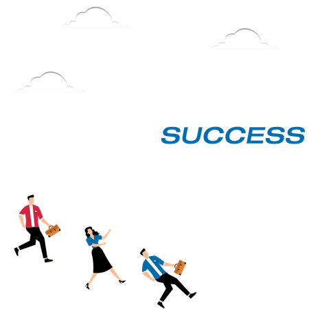 Work team running to success  Illustration