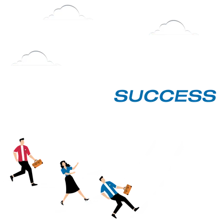 Work team running to success  Illustration