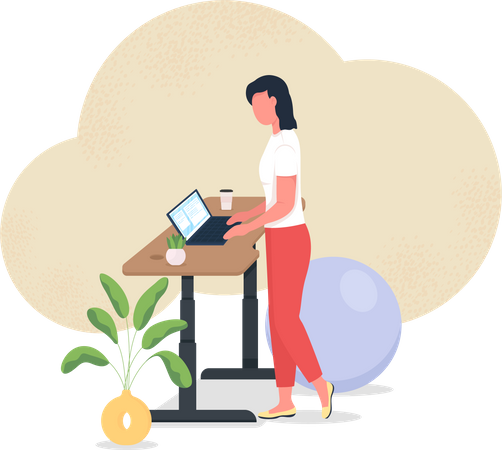 Work while standing desk  Illustration