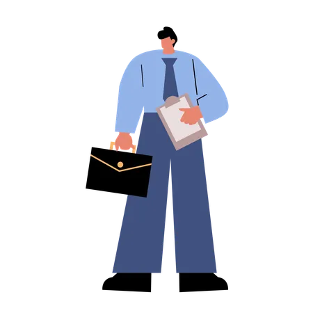 Workaholic businessman looking for job  Illustration