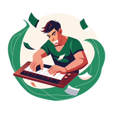 Workaholic man doing work  Illustration