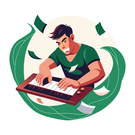 Workaholic man doing work  Illustration