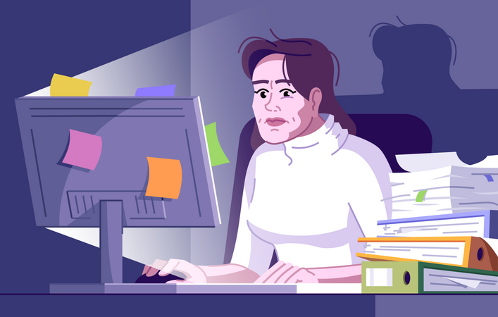 Workaholic woman  Illustration