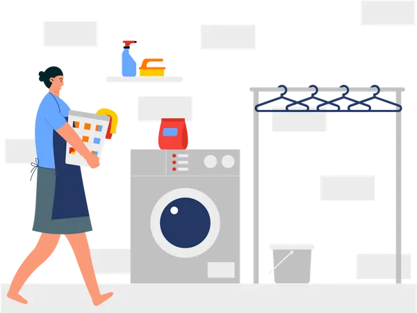Female laundry worker Illustration