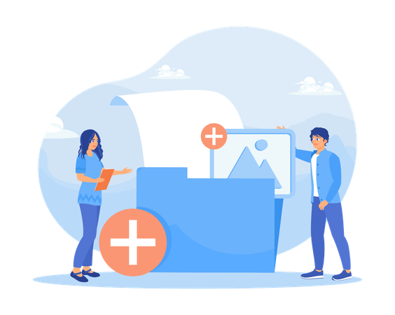 Worker Added File To Large Folder and Saving And Indexing Files  Illustration