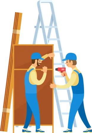 Worker Assemble Furniture  Illustration