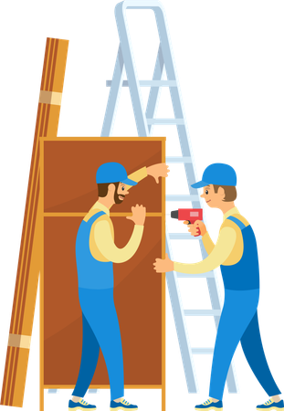 Worker Assemble Furniture Illustration