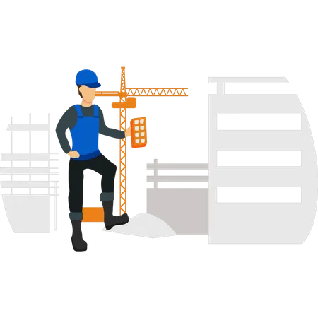 Worker at construction site  Illustration