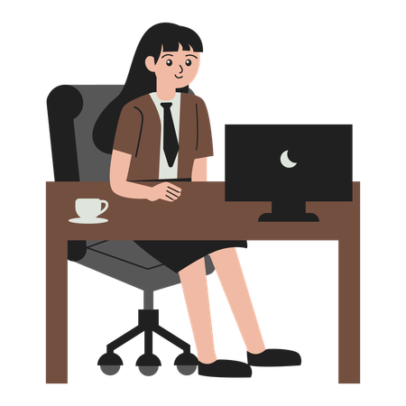 Worker at work desk  Illustration