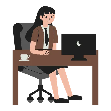 Worker at work desk  Illustration