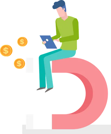 Worker Attracting Money  Illustration