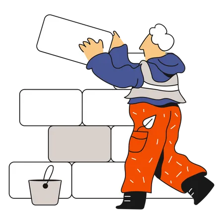 Worker Building wall  Illustration