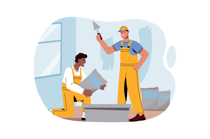 Worker carrying cement sack  Illustration